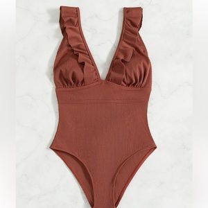 Rust Orange One Piece Swim Suit Size XL